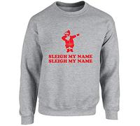 Hippowarehouse Sleigh My Name Sleigh My Name Christmas Unisex Jumper Sweatshirt Pullover (Specific Size Guide in Description) Grey