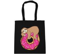 Hippowarehouse Sloth donut Tote Shopping Gym Beach Bag 42cm x38cm, 10 litres