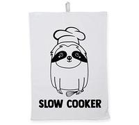 Hippowarehouse Slow cooker - sloth Tea Towel Eco Printed Dish Cloth Kitchen accessory 50cmx70cm 100% Cotton