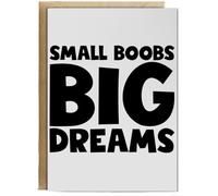 Hippowarehouse Small Boobs Big Dreams Birthday Card A5 Personalised with envelope for him for her Funny Cards for Men and Women Blank inside option