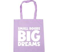 Hippowarehouse Small Boobs Big Dreams Tote Shopping Gym Beach Bag 42cm x38cm, 10 litres