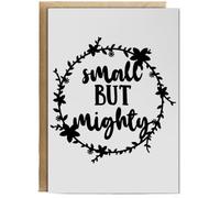 Hippowarehouse Small but mighty Birthday Card A5 Personalised with envelope for him for her Funny Cards for Men and Women Blank inside option