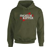 Hippowarehouse Smoke me a Kipper Unisex Hoodie Hooded top (Specific Size Guide in Description) Olive Green