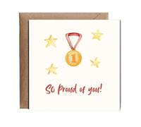 Hippowarehouse So Proud of You star medal Personalised Card. 15cm x 15cm with envelope for him for her Funny Cards for Men and Women Blank inside option