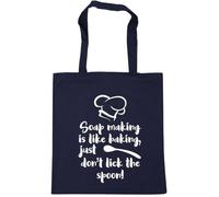 Hippowarehouse soap making is like baking, just don't lick the spoon Tote Shopping Gym Beach Bag 42cm x38cm, 10 litres