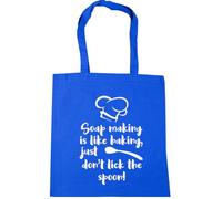 Hippowarehouse soap making is like baking, just don't lick the spoon Tote Shopping Gym Beach Bag 42cm x38cm, 10 litres