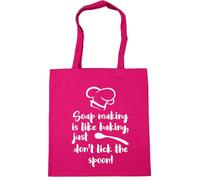 Hippowarehouse soap making is like baking, just don't lick the spoon Tote Shopping Gym Beach Bag 42cm x38cm, 10 litres