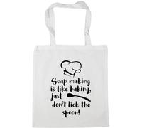 Hippowarehouse soap making is like baking, just don't lick the spoon Tote Shopping Gym Beach Bag 42cm x38cm, 10 litres