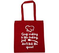 Hippowarehouse soap making is like baking, just don't lick the spoon Tote Shopping Gym Beach Bag 42cm x38cm, 10 litres