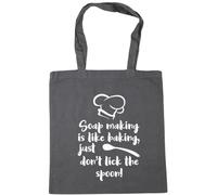 Hippowarehouse soap making is like baking, just don't lick the spoon Tote Shopping Gym Beach Bag 42cm x38cm, 10 litres