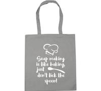 Hippowarehouse soap making is like baking, just don't lick the spoon Tote Shopping Gym Beach Bag 42cm x38cm, 10 litres