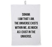 Hippowarehouse Soham: I Am That I Am. The Universe Exists Within Me, As Much As I Exist in The Universe. Tea Towel Eco Printed Dish Cloth Kitchen accessory 50cmx70cm 100% Cotton