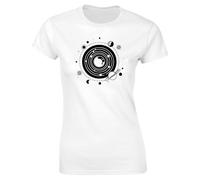Hippowarehouse Solar System Childlike Womens Fitted Short Sleeve t-Shirt (Specific Size Guide in Description) White
