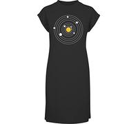 Hippowarehouse Solar System Planets Space Diagram t-Shirt Dress Women's Adults Nightie Nightdress Black
