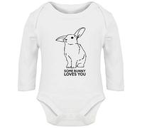 Hippowarehouse Some Bunny Loves You Baby Vest Bodysuit (Long Sleeve) Boys Girls White