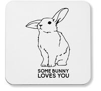 Hippowarehouse Some bunny loves you pack of 2 coasters gloss finish durable backing 9cm x 9cm