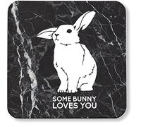 Hippowarehouse Some bunny loves you pack of 2 coasters gloss finish durable backing 9cm x 9cm