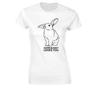 Hippowarehouse Some Bunny Loves You Womens Fitted Short Sleeve t-Shirt (Specific Size Guide in Description) White