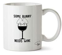 Hippowarehouse Some Bunny Needs Wine - Rabbit Printed Mug Cup Ceramic 10oz