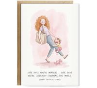 Hippowarehouse some days you're winning... some days you're literally carrying the world Happy Mother's day Personalised Card A6 with envelope for him for her Funny Cards for Men and Women Blank