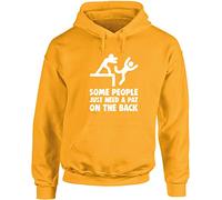 Hippowarehouse Some People just Need a pat on The Back Unisex Hoodie Hooded top (Specific Size Guide in Description) Gold