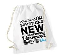 Hippowarehouse Something old something new something borrowed something blue Drawstring Cotton School Gym Kid Bag Sack 37cm x 46cm, 12 litres