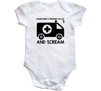 Hippowarehouse Sometimes I pretend I'm an ambulance and scream baby vest bodysuit (short sleeve) boys girls