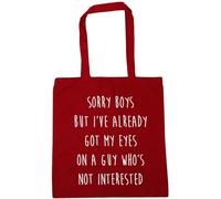 Hippowarehouse Sorry Boys but I've Already got My Eyes on a Guy Who's not Interested Tote Shopping Gym Beach Bag 42cm x38cm, 10 litres