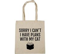 Hippowarehouse Sorry I Can't I Have Plans With My Cat Tote Shopping Gym Beach Bag 42cm x38cm, 10 litres