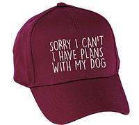 Hippowarehouse Sorry I Can't I Have Plans with My Dog Baseball Cap hat Premium Printed 5 Panel OneSize Adults Burgundy