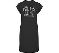 Hippowarehouse Sorry I Can't I Have Plans with My Guinea Pig t-Shirt Dress Women's Adults Nightie Nightdress Black