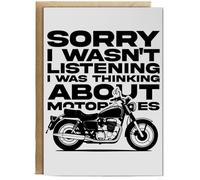 Hippowarehouse Sorry i wasn't listening i was thinking about motorbikes Personalised Card A5 with envelope for him for her Funny Cards for Men and Women Blank inside option