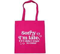 Hippowarehouse Sorry I'm late, I didn't want to come heart 70s 80s friends Tote Shopping Gym Beach Bag 42cm x38cm, 10 litres