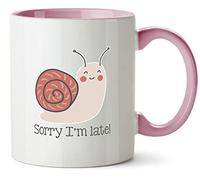 Hippowarehouse Sorry I'm Late - Slow Snail pace Printed Mug Various Colour Options Ceramic Cup Kitchenware 11oz
