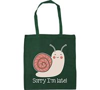 Hippowarehouse Sorry I'm late - slow snail pace Tote Shopping Gym Beach Bag 42cm x38cm, 10 litres