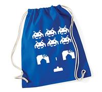 Hippowarehouse Space invaders Drawstring Cotton School Gum Kid Bag Sack 37cm x 46cm, 12 litres