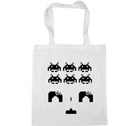 Hippowarehouse Space invaders Tote Shopping Gym Beach Bag 42cm x38cm, 10 litres