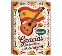 Hippowarehouse Spanish Teacher Gracias for teaching with corazon Personalised Card A5 with envelope for him for her Funny Cards for Men and Women Blank inside option