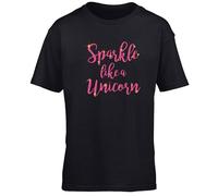 Hippowarehouse Sparkle Like a Unicorn Kids Children's Short Sleeve t-Shirt Black