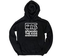 Hippowarehouse Spending The Kids Inheritance - Motorhome Unisex Hoodie Hooded top (Specific Size Guide in Description) Black