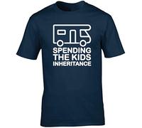 Hippowarehouse Spending The Kids Inheritance - Motorhome Unisex Short Sleeve t-Shirt (Specific Size Guide in Description) Navy Blue