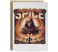 Hippowarehouse Spice Hooded Desert Nomad Science Fiction Inspired Graphic Personalised Card A5 with envelope for him for her Funny Cards for Men and Women Blank inside option