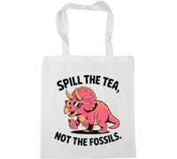Hippowarehouse Spill the tea, not the fossils Tote Shopping Gym Beach Bag 42cm x38cm, 10 litres