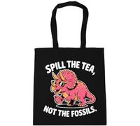 Hippowarehouse Spill the tea, not the fossils Tote Shopping Gym Beach Bag 42cm x38cm, 10 litres