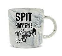 Hippowarehouse Spit Happens Trumpet Printed Mug Various Colour Options Ceramic Cup Kitchenware 11oz