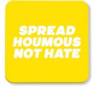 Hippowarehouse Spread Houmous Not Hate pack of 2 coasters gloss finish durable backing 9cm x 9cm
