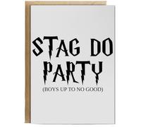 Hippowarehouse Stag do party (Boys up to no good) Personalised Card A6 with envelope for him for her Funny Cards for Men and Women Blank inside option