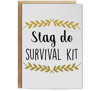 Hippowarehouse Stag do survival kit Birthday Card A5 Personalised with envelope for him for her Funny Cards for Men and Women Blank inside option