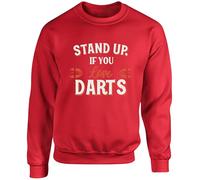 Hippowarehouse Stand Up if You Love Darts Gift for Him Her Daughter Son Dad Mum Unisex Jumper Sweatshirt Pullover (Specific Size Guide in Description) Red
