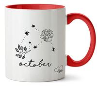 Hippowarehouse Star Sign Zodiac Constellation October Peony Printed Mug Various Colour Options Ceramic Cup Kitchenware 11oz